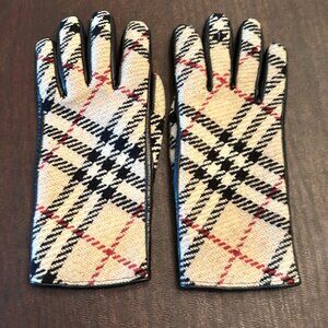 Burberry wool and leather Nova check winter gloves size 7.5